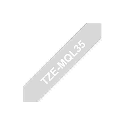 Brother TZE-MQG35 Matt Laminated Tape White on Light Grey, TZe, 5 m, 1.2 cm