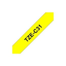 Brother TZe-C31 Laminated Tape Black on Fluorescent Yellow, TZe, 5 m, 1.2 cm