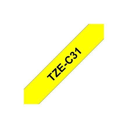 Brother TZe-C31 Laminated Tape Black on Fluorescent Yellow, TZe, 5 m, 1.2 cm