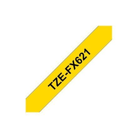 Brother TZe-FX621 Flexible ID Laminated Tape Black on Yellow, TZe, 8 m, 9 mm
