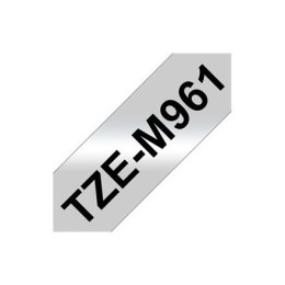 Brother TZe-M961 Metallic Matt Laminated Tape Black on Silver, TZe, 8 m, 3.6 cm
