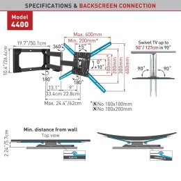 Barkan Flat/ Curved TV Wall Mount 4400 Wall mount, Full motion, 40-80 