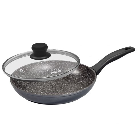 PATELNIA STONELINE Pan 7517 Frying Pan, Diameter 24 cm, Suitable for induction hob, Lid included, Fixed handle, Anthracite