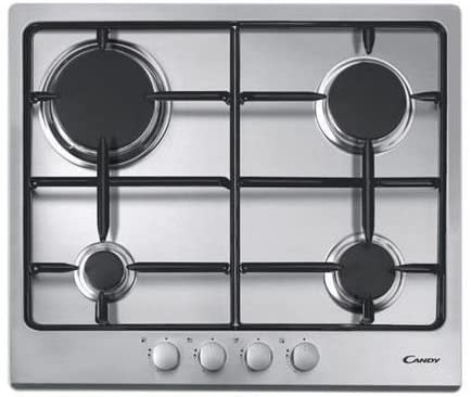 Candy Gas Hob CPG64SWPX Gas, Number of burners/cooking zones 4, Knob, Black/Silver
