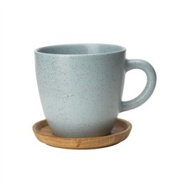Höganäs Keramik coffee mug 33cl frost with oak saucer