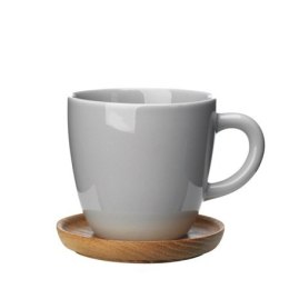 Höganäs Keramik coffee mug 33cl pebble grey with oak saucer