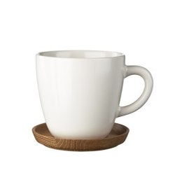 Höganäs Keramik coffee mug 33cl white glossy with oak saucer