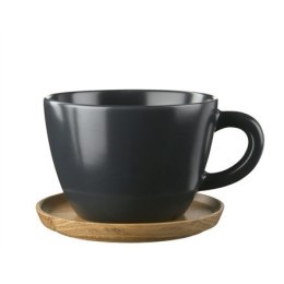 Höganäs Keramik tea mug 50cl graphite grey with oak saucer