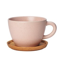Höganäs Keramik tea mug 50cl wild rose with oak saucer