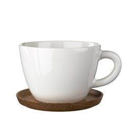 Höganäs Keramik tea mug 50cl white glossy with oak saucer