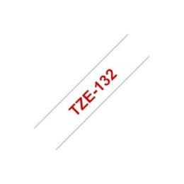 Brother | 132 | Laminated tape | Thermal | Red on clear | Roll (1.2 cm x 8 m)