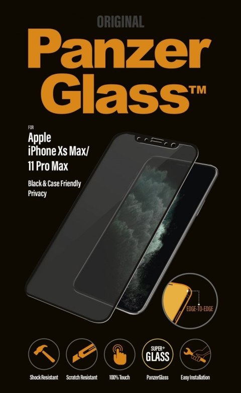 PanzerGlass | Screen protector - glass - with privacy filter | Apple iPhone 11 Pro Max, XS Max | Tempered glass | Black | Transp