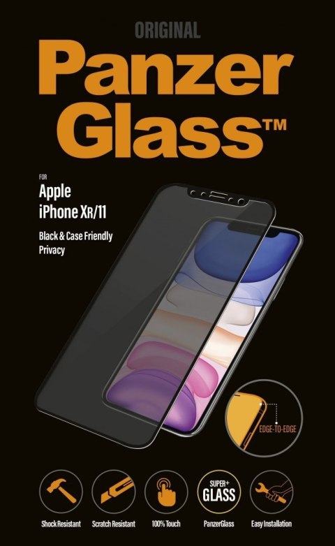 PanzerGlass | Ochraniacz ekranu - szkło - z filtrem prywatności | Apple iPhone 11, XR | Szkło hartowane | Czarny | Przezroczysty