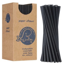 Słomki papierowe BIO ekologiczne PAPER STRAWS 6/205mm - czarne 250szt.