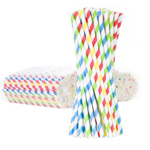 Słomki papierowe BIO ekologiczne PAPER STRAWS 6/205mm - mix 500szt.