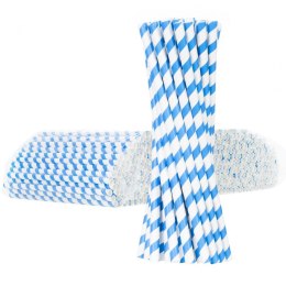 Słomki papierowe BIO ekologiczne PAPER STRAWS grube 8/205mm - biało-niebieskie 500szt.