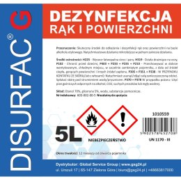 DISURFAC G ETANOL 70 Płyn do dezynfekcji rąk i powierzchni z gliceryną 5L