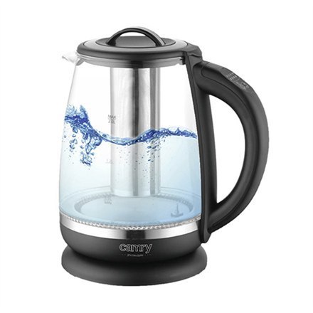 Camry | Kettle | CR 1290 | Standard | 2200 W | 2 L | Plastic/glass | 360° rotational base | Black/Transparent