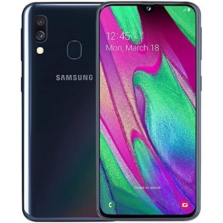 Samsung Galaxy A40 Black, 5.9 ", Super AMOLED, 1080 x 2340, Exynos 7904, Internal RAM 4 GB, 64 GB, microSD, Dual SIM, Nano-SIM,