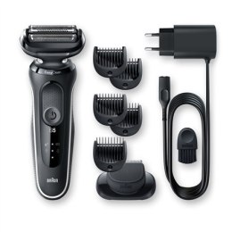 Braun Shaver 50-W1500s Cordless, Charging time 1 h, Lithium Ion, Number of shaver heads/blades 3, Black/White, Wet & Dry