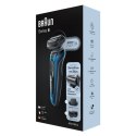 Braun Shaver 60-B1500s Cordless, Charging time 1 h, Lithium Ion, Number of shaver heads/blades 3, Black/Blue, Wet & Dry