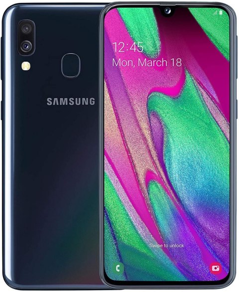 Samsung Galaxy A40 Black, 5.9 ", Super AMOLED, 1080 x 2340, Exynos 7904, Internal RAM 4 GB, 64 GB, microSD, Dual SIM, Nano-SIM,