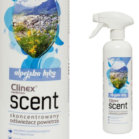 Skoncentrowany odświeżacz powietrza rozpylany na powierzchnie CLINEX Scent - Alpejska Łąka 500ML