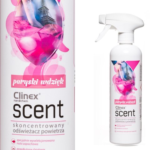 Skoncentrowany odświeżacz powietrza rozpylany na powierzchnie CLINEX Scent - Paryski Wdzięk 500ML