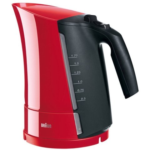 Braun WK 300 Standard kettle, Plastic, Red, 2200 W, 1.7 L, 360° rotational base