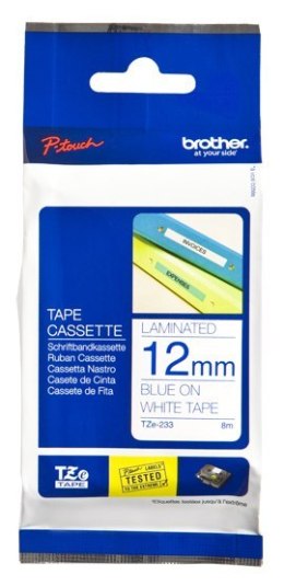 Brother | 233 | Laminated tape | Thermal | Blue on white | Roll (1.2 cm x 8 m)