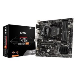 MSI | B450M PRO-VDH MAX | Processor family AMD | Processor socket AM4 | DDR4 DIMM | Memory slots 4 | Number of SATA connectors 4