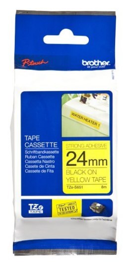 Brother | S651 | Laminated tape | Thermal | Black on yellow | Roll (2.4 cm x 8 m)