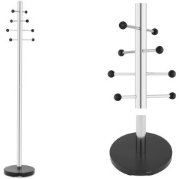 Wieszak stojak na ubrania kurtki wolnostojący okrągła podstawa wys. 183 cm - 8 wieszaków