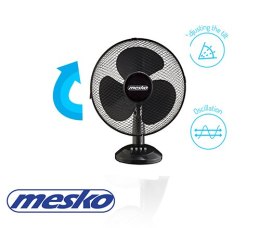 Mesko Fan MS 7310 Wentylator stołowy, ilość biegów 3, 45 W, oscylacja, średnica 40 cm, czarny