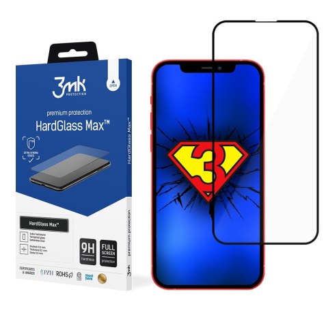 3MK HardGlass Max Screen protector, iPhone 13 Pro Max, Tempered glass, Black