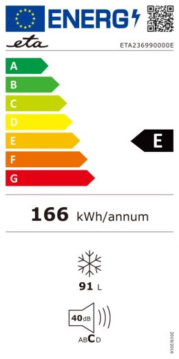 ETA Refrigerator ETA236990000E Energy efficiency class E, Free standing, Height 85 cm, Display, 40 dB, White