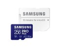 Samsung PRO PLUS UHS-I 256 GB, microSDXC Memory Card, Flash memory class U3, V30, A2, SD adapter