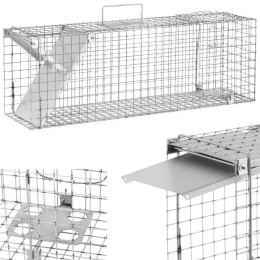 Żywołapka pułapka łapka na szczury kuny zatrzaskowa jednostronna 820x200x270 mm ZESTAW