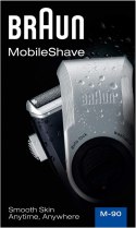 Braun Mobile Shaver M-90 Operating time (max) 60 min, Wet & Dry, Stainless Steel