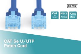 Digitus | CAT 5e | Kabel krosowy | Skrętka nieekranowana (UTP) | Męski | RJ-45 | Męski | RJ-45 | Niebieski | 0,5 m