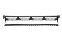 Digitus | Patch Panel | DN-91624U | Czarny | Kategoria: CAT 6; Porty: 24 x RJ45; Siła mocowania: 7,7 kg; Siła wkładania: maks. 3