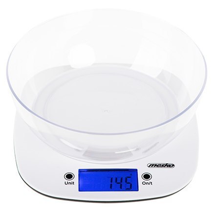 Mesko | Scale with bowl | MS 3165 | Maximum weight (capacity) 5 kg | Graduation 1 g | Display type LCD | White