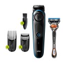 Braun Beard trimmer BT3240 Operating time (max) 80 min, Number of length steps 39, Step precise 0.5 mm, NiMH, Black/Blue, Cordle