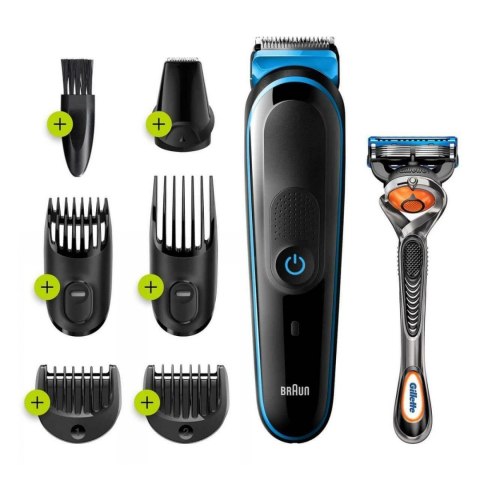 Braun Trimmer 7-in-1 MGK5245 Cordless, Number of length steps 13, Black/Blue