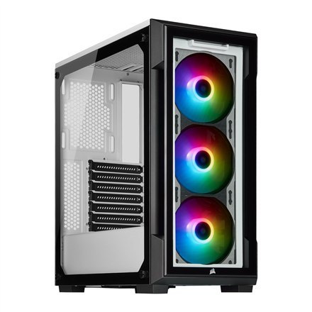 Corsair Tempered Glass Smart Case iCue 220T RGB Side window, White, Mid-Tower, Power supply included No