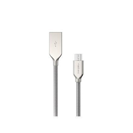 Natec Prati, USB Micro to Type A Cable 1m, Metal, Silver