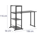 Biurko komputerowe z regałem industrialne LOFT do biura domu 110 x 50 cm czarne