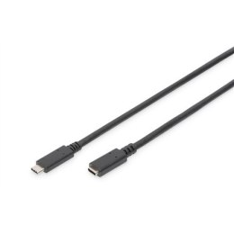 Digitus | Przedłużacz USB-C | Żeńskie | 24-pinowe USB-C | Męskie | Czarne | 24-pinowe USB-C | 2 m