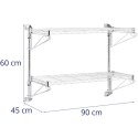 Półka druciana ścienna podwójna do 60 kg 90 x 35 x 60 cm