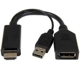 Adapter wideo Cablexpert | 19-pinowe HDMI typu A | 4-pinowe USB typu A (tylko zasilanie) | męskie | 20-pinowe DisplayPort | żeńs